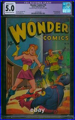 Wonder Comics #16 (1948)? CGC 5.0 Restored? Schomburg Golden Age Comic Better