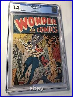 Wonder Comics #7 CGC 1.8 Rare Golden Age Comic Book! Schomburg Cover! CLASSIC
