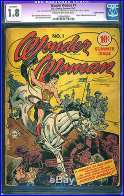 Wonder Woman #1 CGC 1.8 (R) DC 1942 After All Star #8! Golden Age Key! D4 116 cm