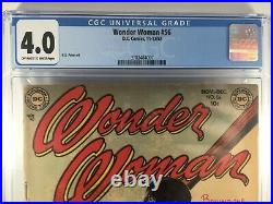 Wonder Woman #56 CGC 4.0 OWithW Pages Golden Age Dragster Racing Cover