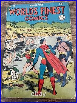 World' Finest Comics 14 Golden Age Comic Book Rare