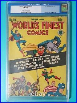 World's Finest 10 CGC 6.5 1943 Golden Age OWithW Pages SIMON and KIRBY Art