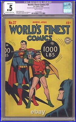 World's Finest #27 Cgc 0.5 Restored? Golden Age 1947 DC Comics Classic Cover