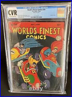 World's Finest Comics 34 DC 1948, Golden Age Superman, Batman Cgc Cover Only