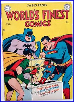 World's Finest Comics #45 F 6.0 DC 1950 Scarce DC Golden Age Bright White Pages