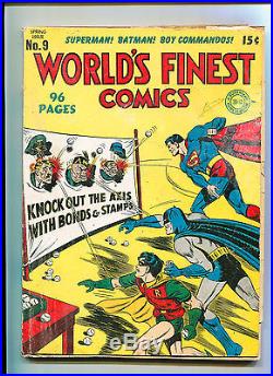 World's Finest Comics #9 Classic Hitler Axis Cover Superman Batman Golden Age