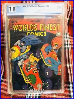 Worlds Finest Comics #34 Batman Superman Golden Age 1948 PGX Not CGC 1.8