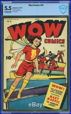 Wow Comics #30, CBCS 5.5, OWithW, Golden Age, Mary Marvel Cover (1944, Fawcett)