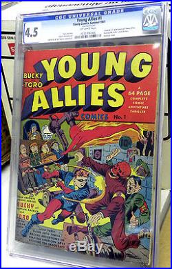 Young Allies #1 Cgc 4.5 Ow Pages Golden Age Wwii Nazi/ Hitler/red Skull Stan Lee