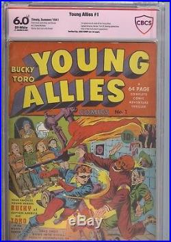 Young Allies 1 Timely Golden Age CBCS 6.0 signed by Jack Kirby