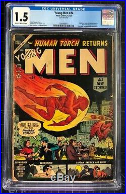 Young Men #24 CGC 1.5 Key Golden Age Return of the Human Torch