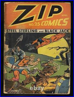 Zip Comics #25 Fair 1.0 Steel Sterling and Black Jack Appearances! Archie 1942