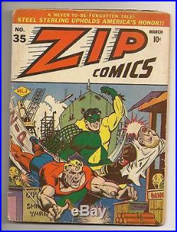 Zip Comics #35 MLJ 1943 Bob Montana cover Irv Novick art Rare Golden Age